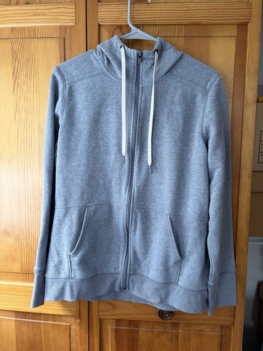 Tek Gear Ultrasoft Fleece Grey Full Zip Up Hooded Sweatshirt Womens Size L